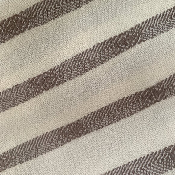 Pure Wool Taupe Cream Stripe Lightweight Sewing Fabric Remnant - Picture 8 of 12